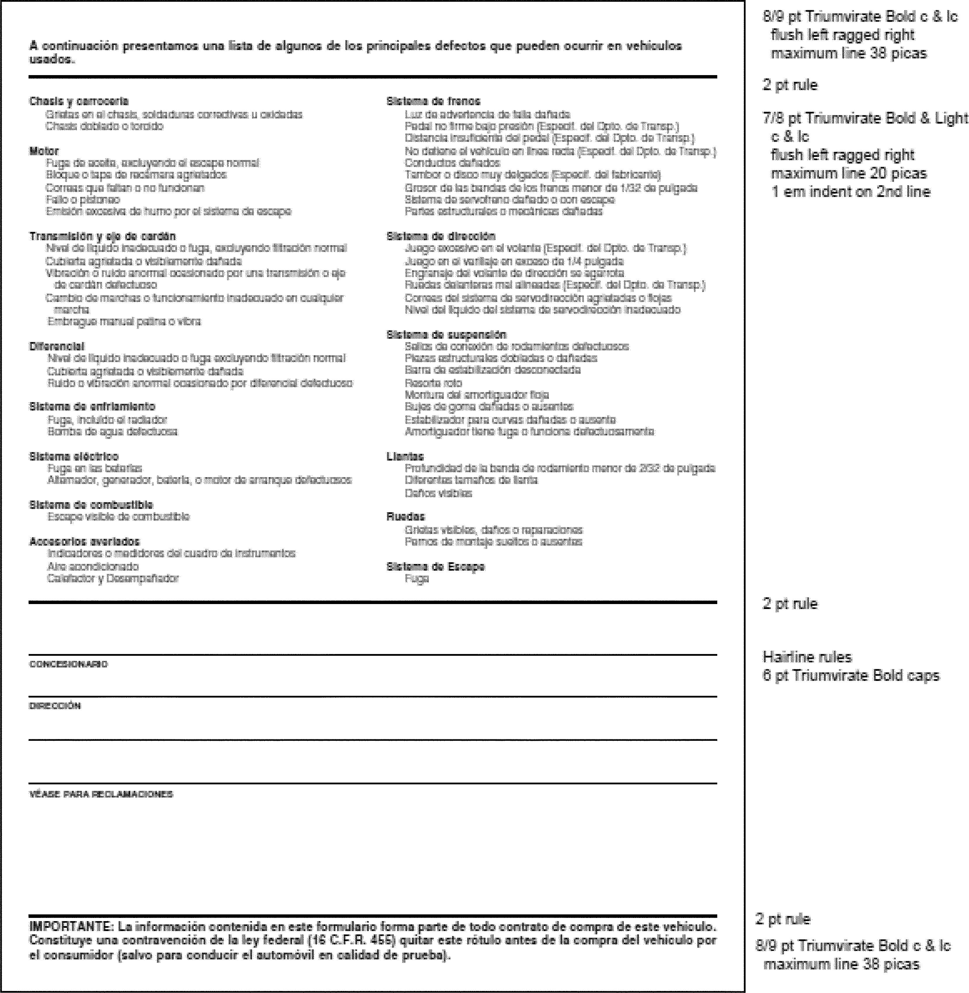 Federal Register Used Motor Vehicle Trade Regulation Rule